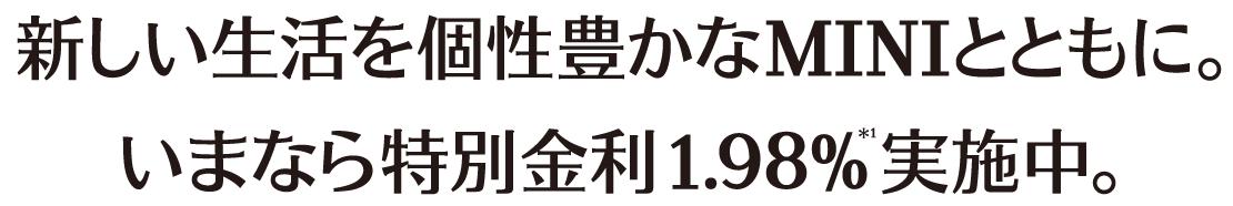 新しい生活を個性豊かなMINIとともに。いまなら特別金利1.98％実施中。